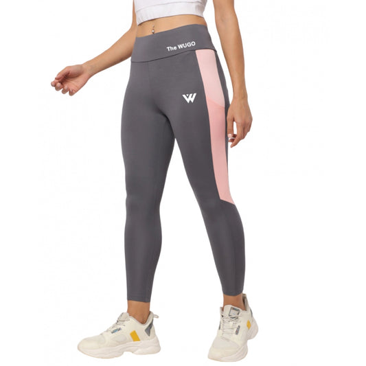 Fashion Women's Polyster Soild Sport Leggings (Grey)