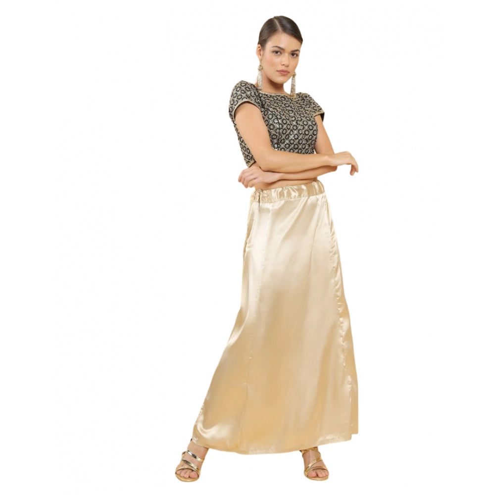 Amfyn Women's Silk Solid Free Size Petticoat (Gold)