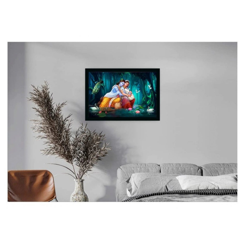 Amfyn Beautiful Radha Krishna Vinyl Sparkle Coated with Synthetic Photo Frame (Multicolor)