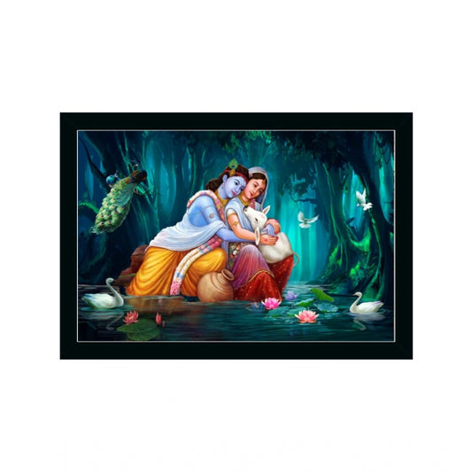 Amfyn Beautiful Radha Krishna Vinyl Sparkle Coated with Synthetic Photo Frame (Multicolor)