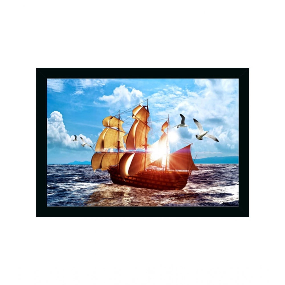 Amfyn Boat Frame Paintingwith Synthetic Photo Frame (Multicolor)