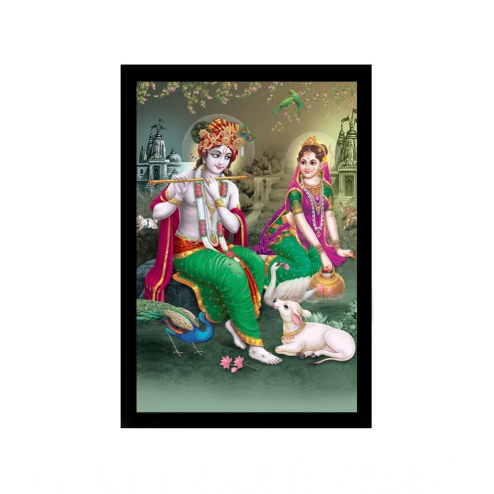 Amfyn Beautiful Radha Krishna Vinyl Sparkle Coated with Synthetic Photo Frame (Multicolor)