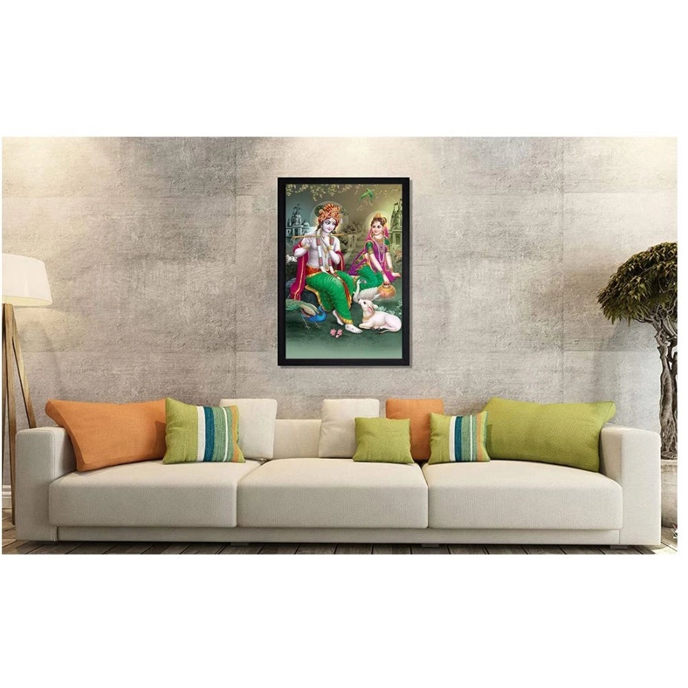 Amfyn Beautiful Radha Krishna Vinyl Sparkle Coated with Synthetic Photo Frame (Multicolor)