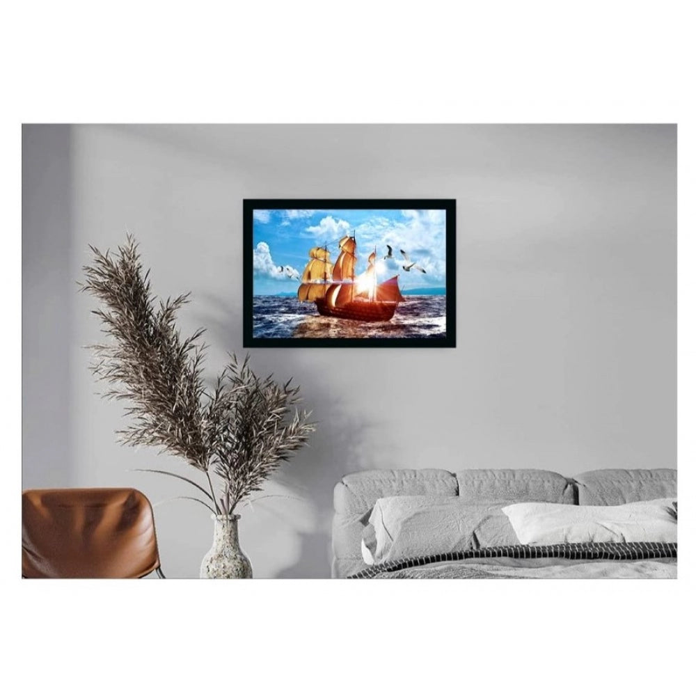 Amfyn Boat Frame Paintingwith Synthetic Photo Frame (Multicolor)