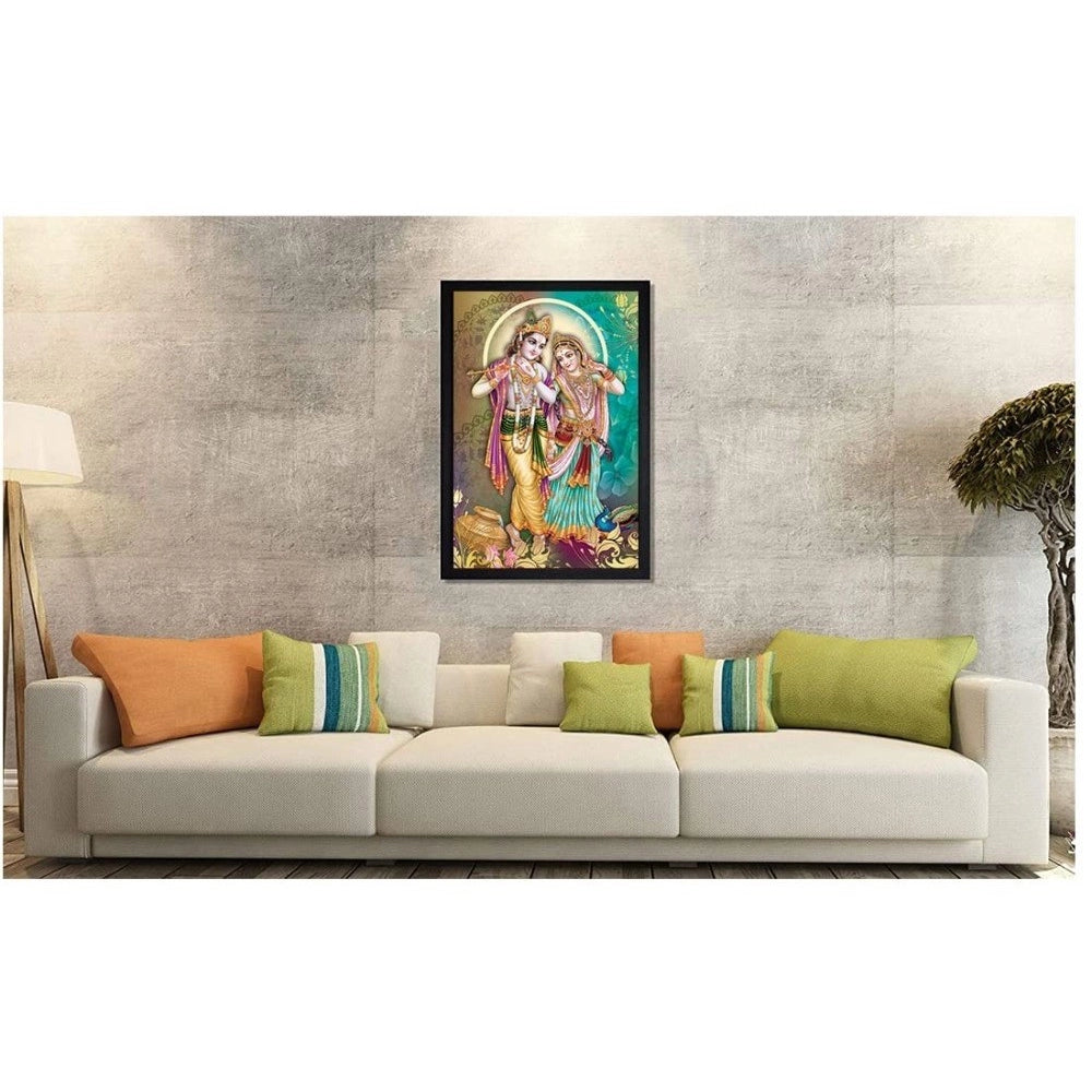 Amfyn Beautiful Radha Krishna Vinyl Sparkle Coated with Synthetic Photo Frame (Multicolor)