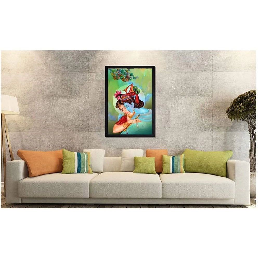 Amfyn Beautiful Radha Krishna Vinyl Sparkle Coated with Synthetic Photo Frame (Multicolor)