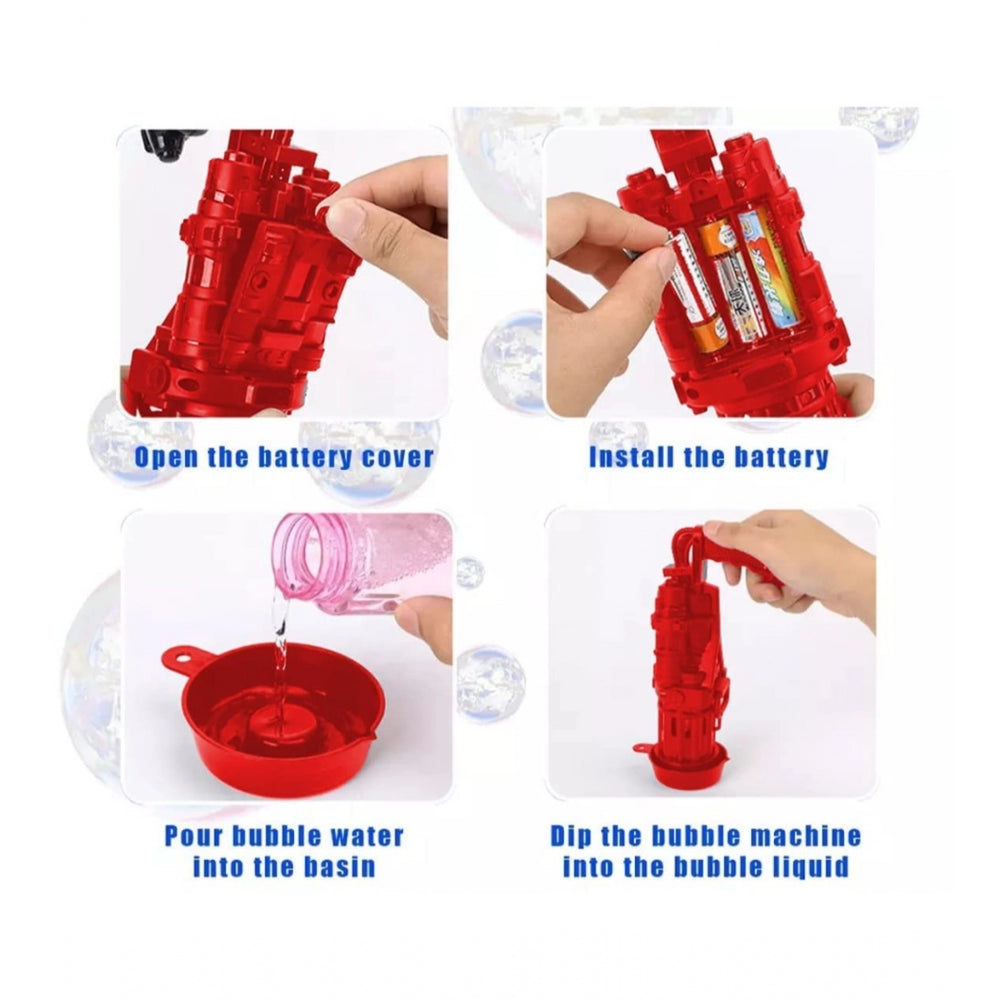 Amfyn Pack Of_2 Electric Gatling Bubble Gun with 8 Hole For Kids (Assorted)