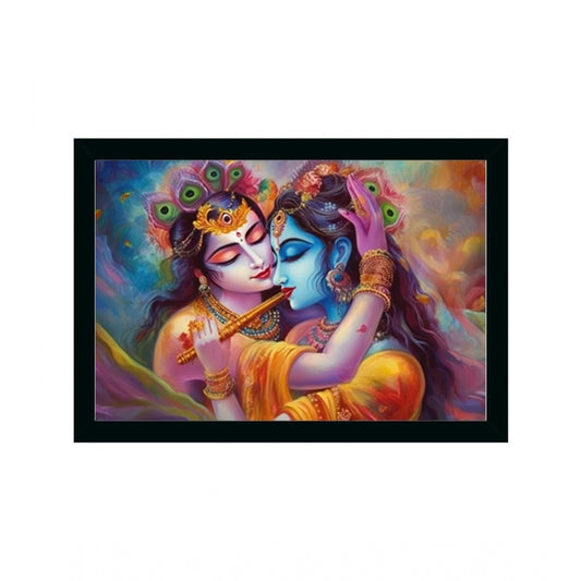 Amfyn Radha Krishna Painting with Synthetic Photo Frame (Multicolor)