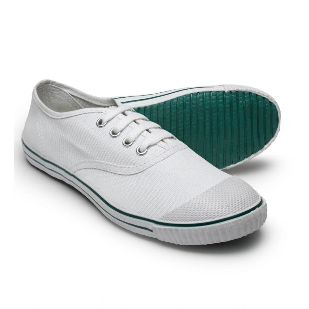 Amfyn Unisex Cotton School Shoe Lace-Up (White)