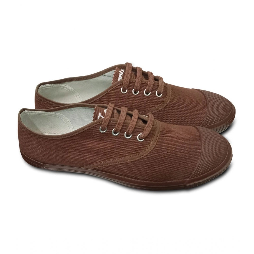 Amfyn Unisex Cotton School Shoe Lace-Up (Brown)