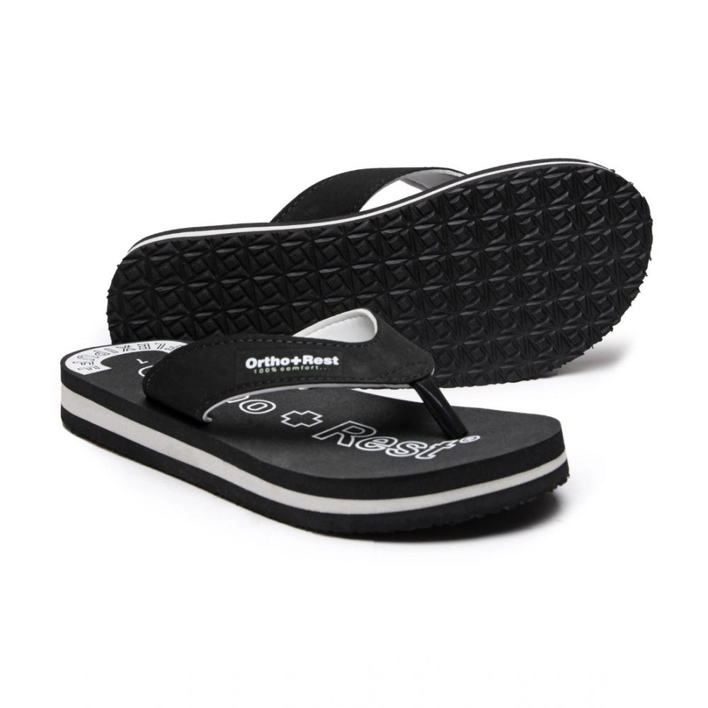 Amfyn Unisex Rubber Comfortable Orthopedic Doctor Slipper and Flip Flops (Black)