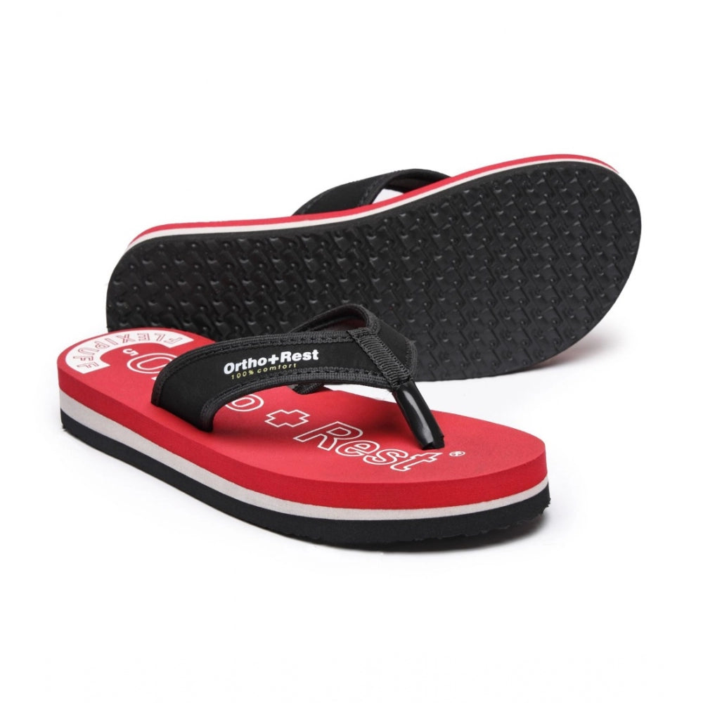 Amfyn Unisex Rubber Comfortable Orthopedic Doctor Slipper and Flip Flops (Red)