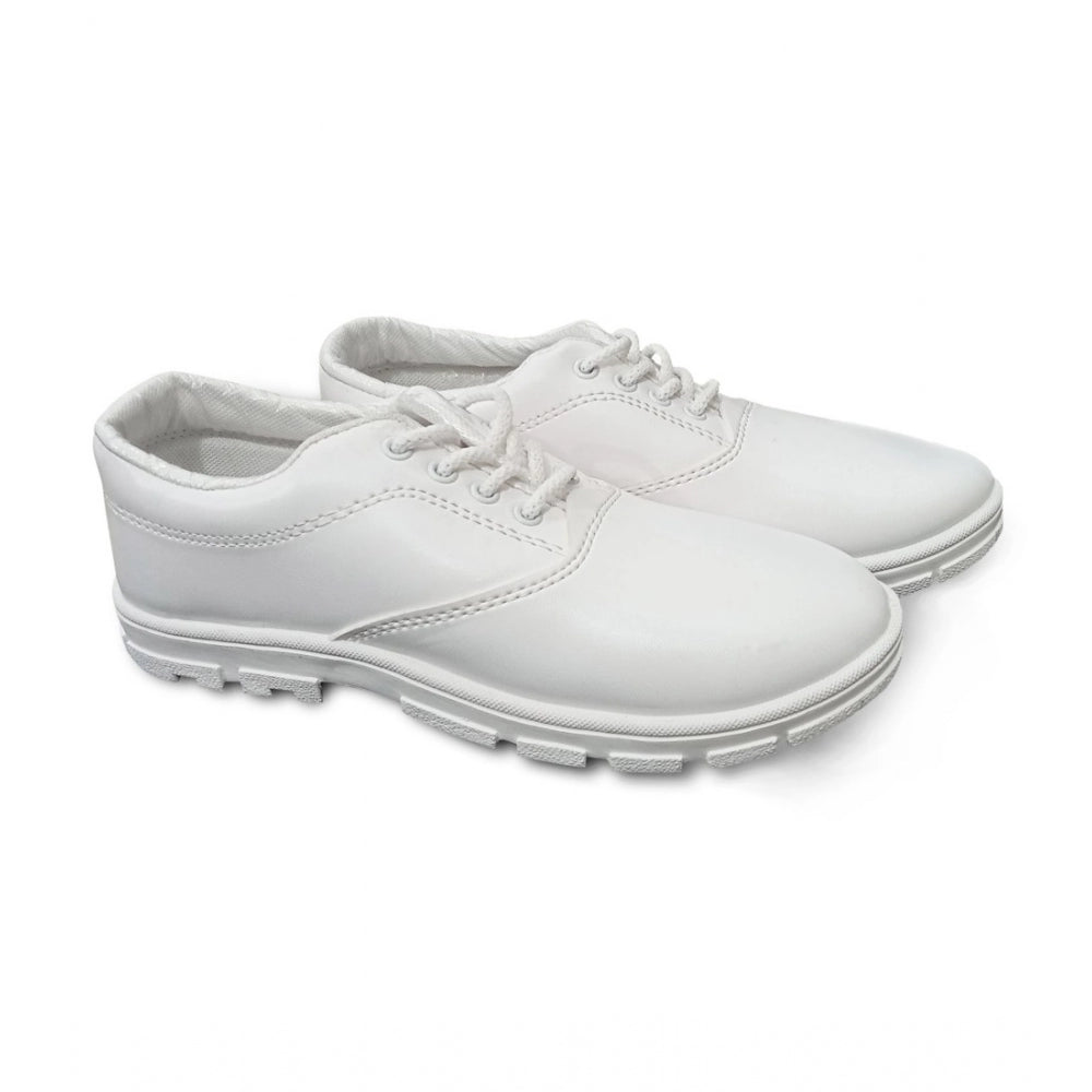 Amfyn Boy's Rexine School Shoe Lace-Up (White)