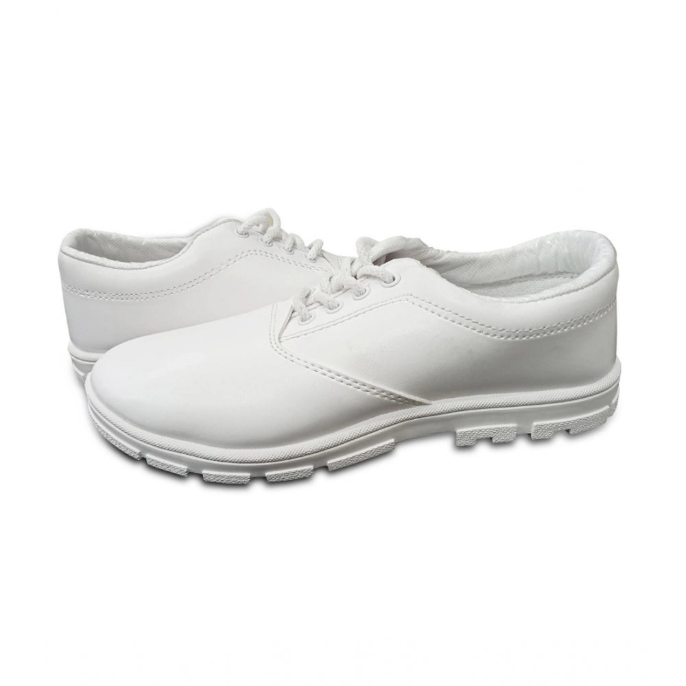 Amfyn Boy's Rexine School Shoe Lace-Up (White)