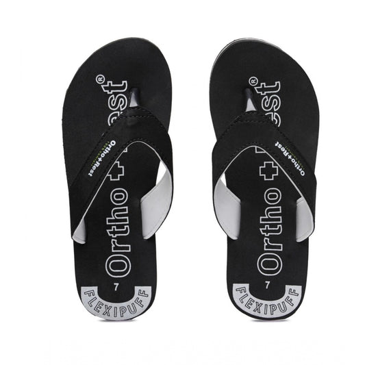 Amfyn Unisex Rubber Comfortable Orthopedic Doctor Slipper and Flip Flops (Black)