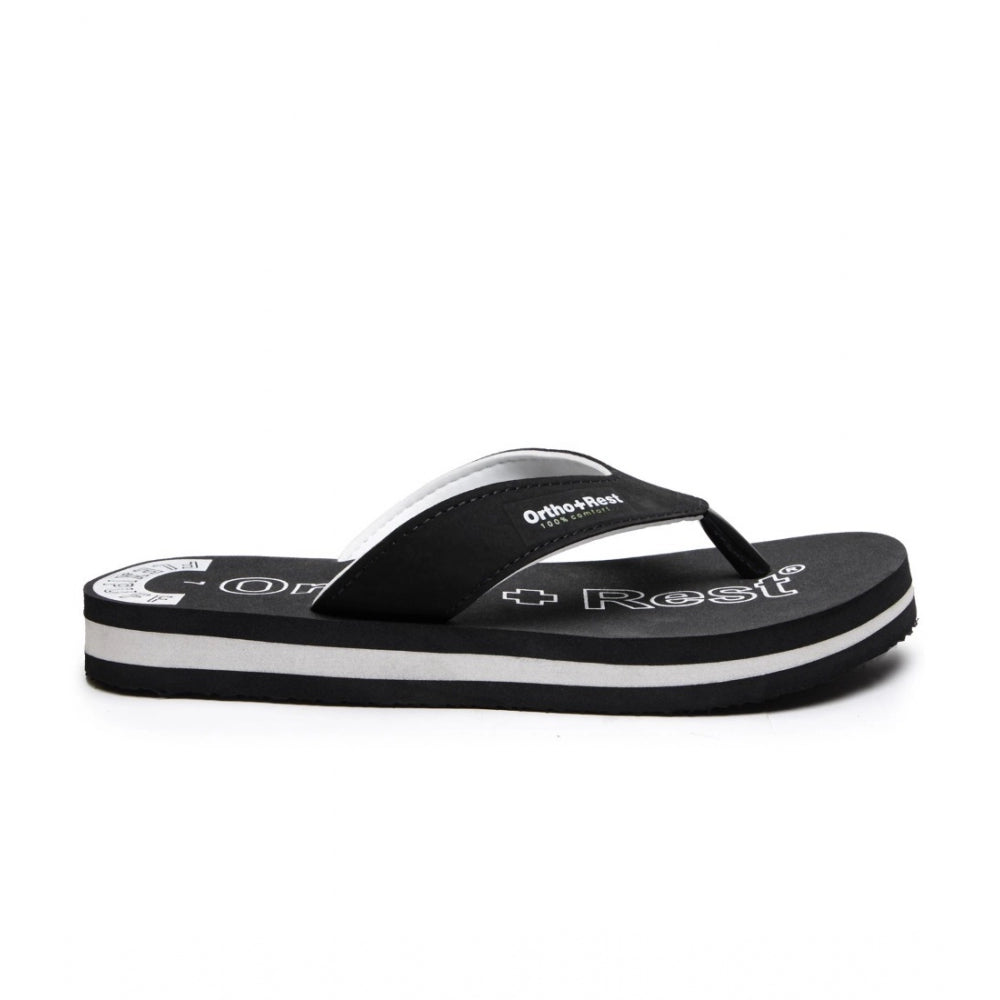 Amfyn Unisex Rubber Comfortable Orthopedic Doctor Slipper and Flip Flops (Black)