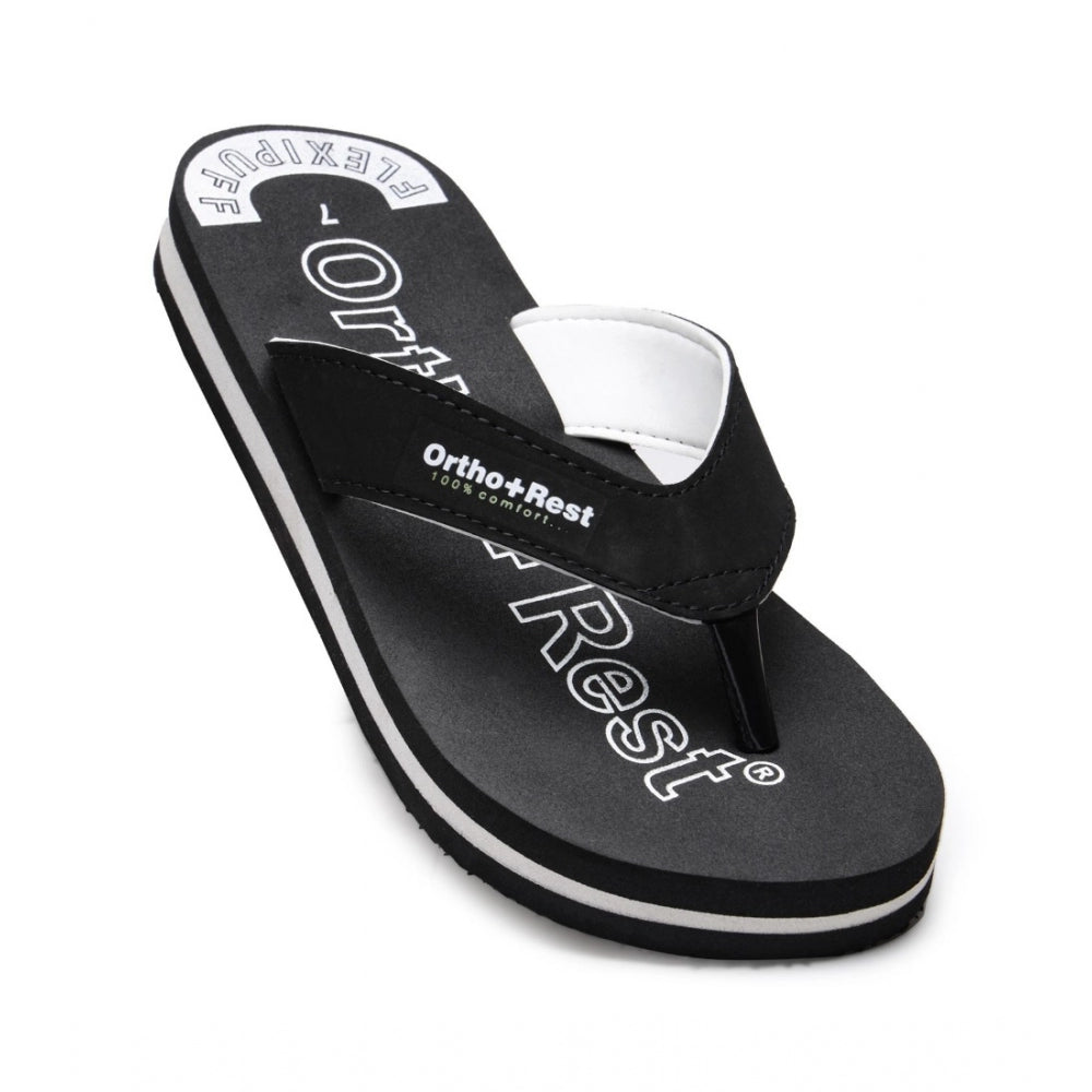 Amfyn Unisex Rubber Comfortable Orthopedic Doctor Slipper and Flip Flops (Black)