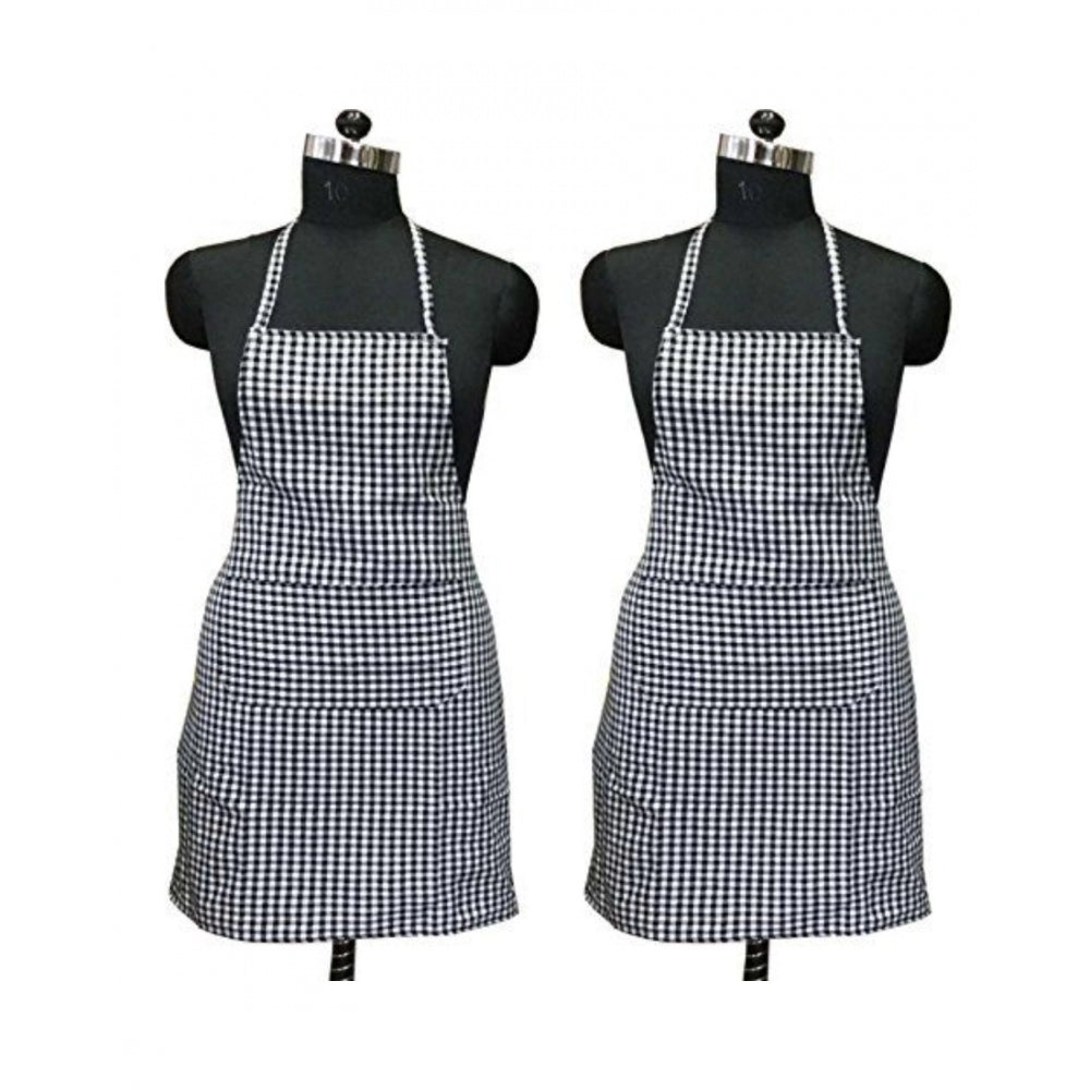 Fashion Checkered Cotton Apron Sets (Black)