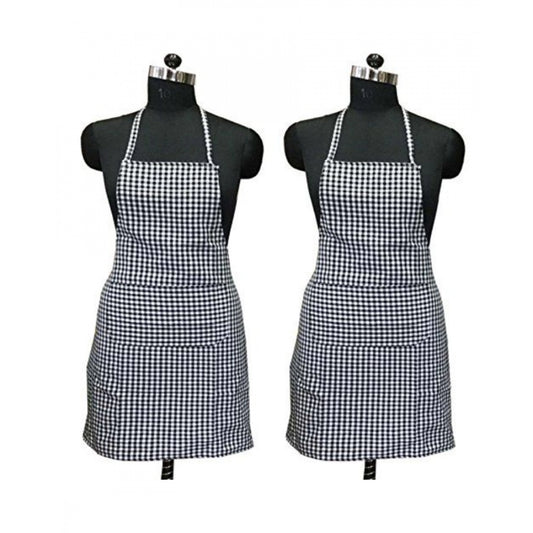 Amfyn Checked Cotton Apron Sets (Black)