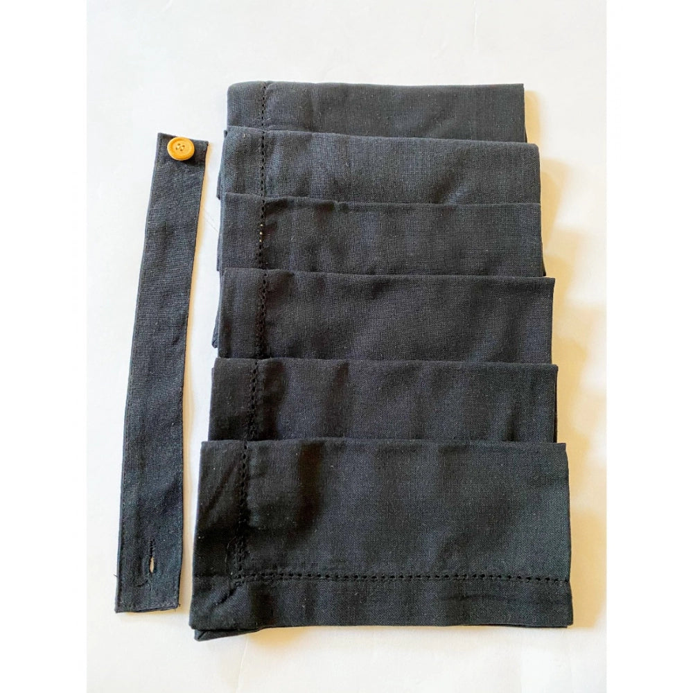 Amfyn Solid Cotton Napkins Sets (Black)