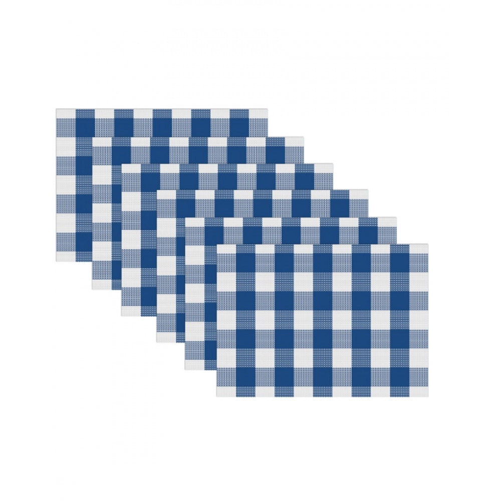 Amfyn Checked Cotton Place Mats Sets (Royal Blue)