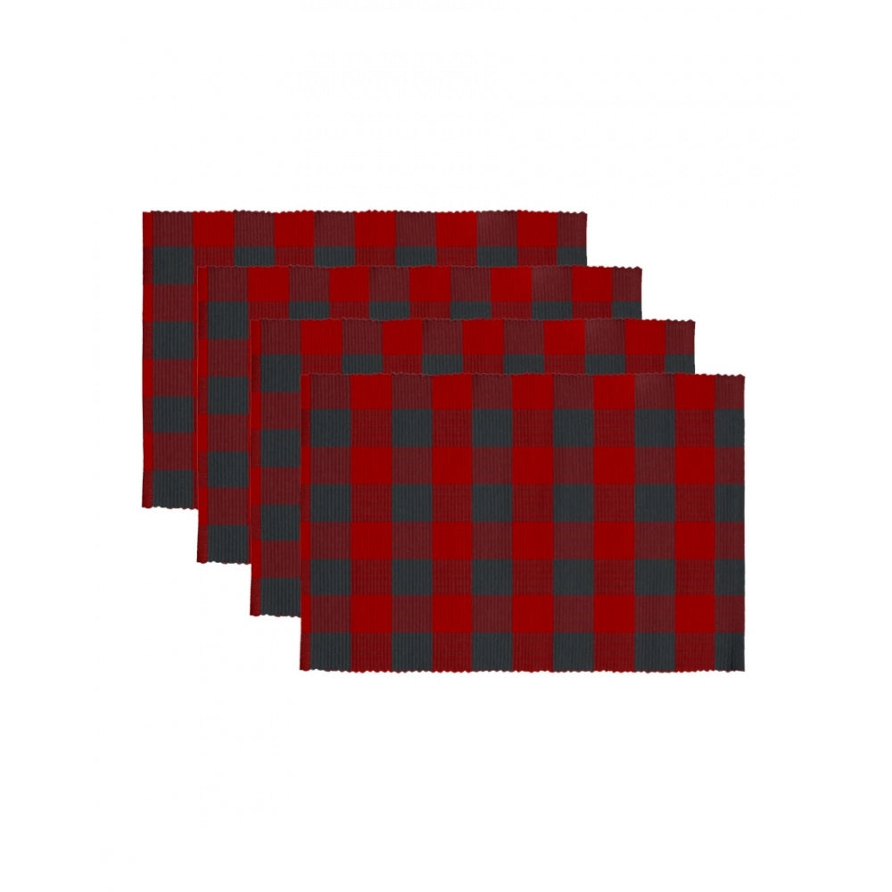 Fashion Checkered Cotton Place Mats Sets (Red &amp; Black)