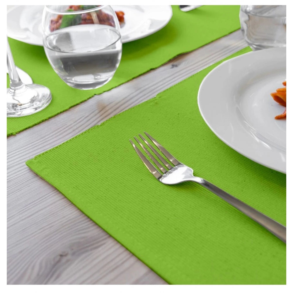 Amfyn Solid Cotton Place Mats Sets (Green)