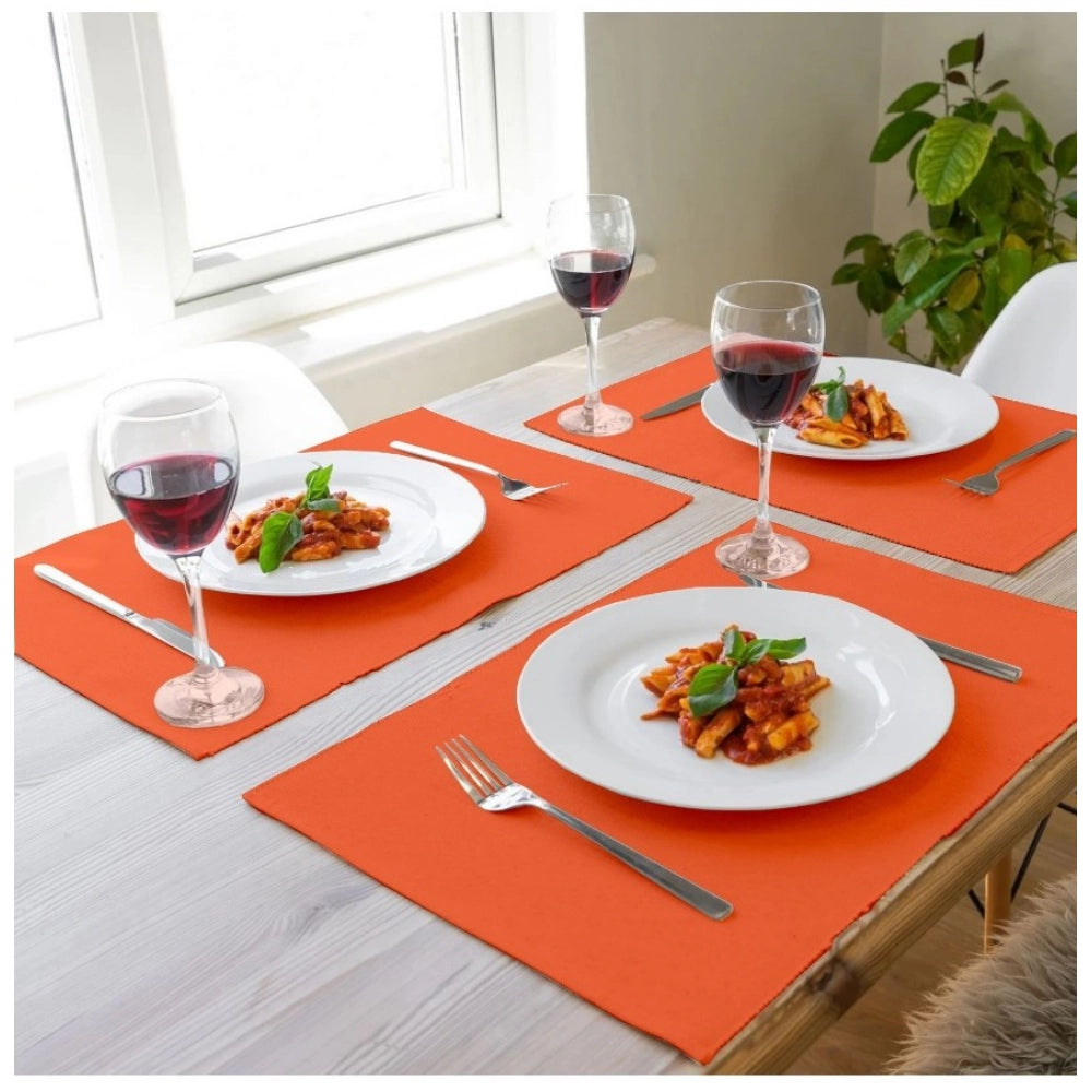 Amfyn Ribbed Cotton Place Mats Sets (Orange)