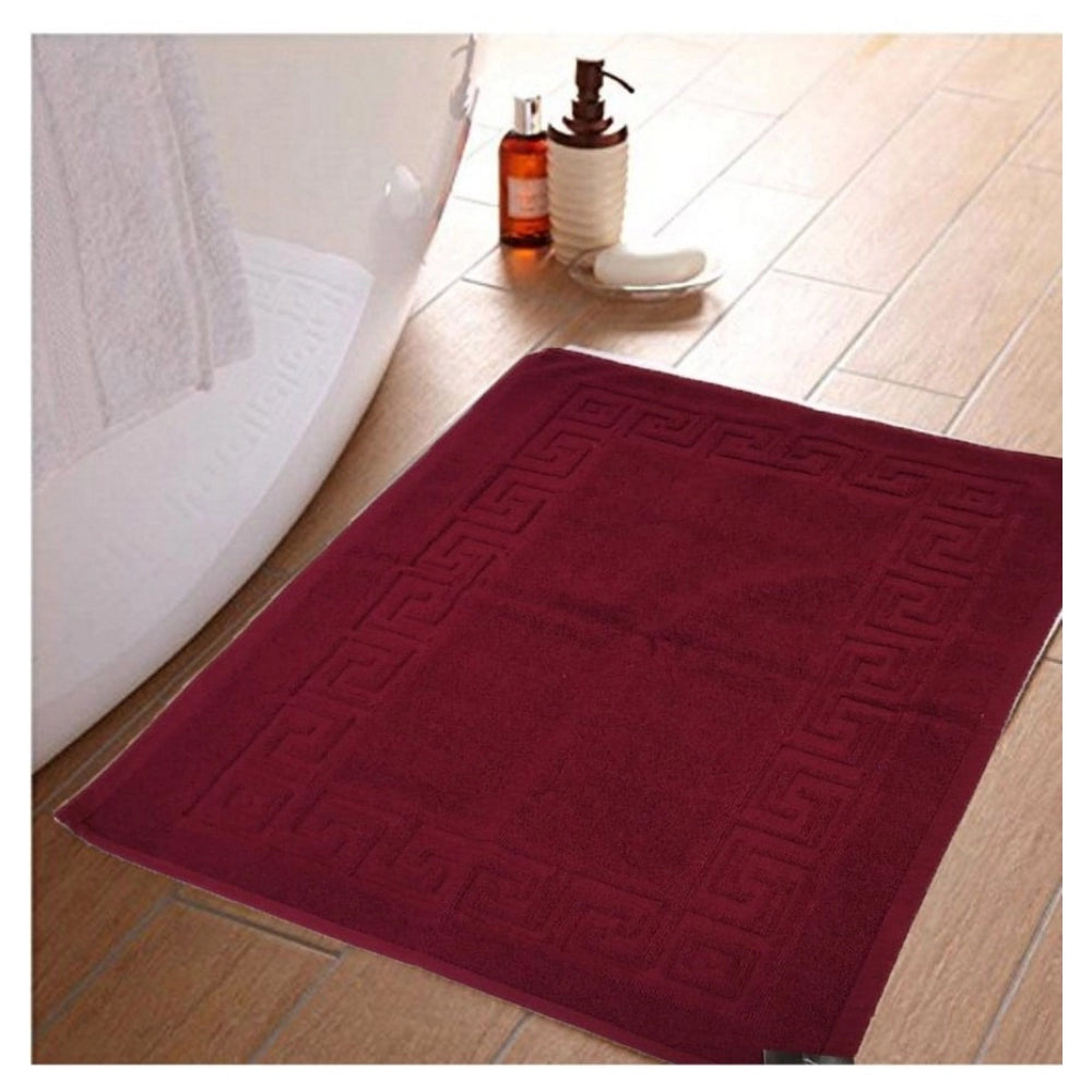 Fashion Solid Cotton Hotel Bathmats (Maroon)