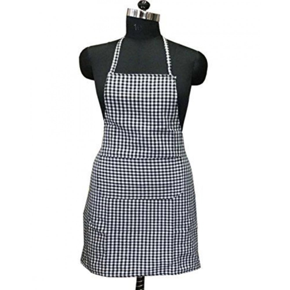 Fashion Checkered Cotton Aprons (Black)