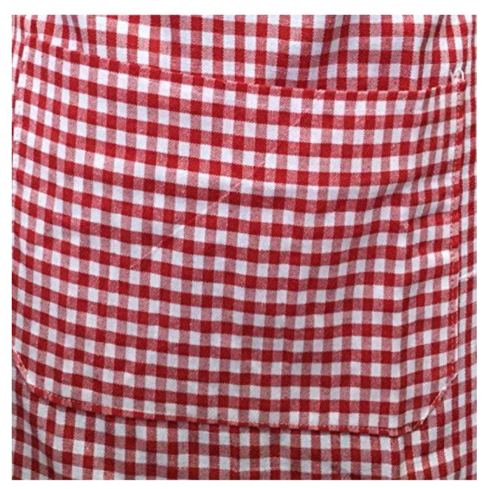 Fashion Checkered Cotton Aprons (Red)