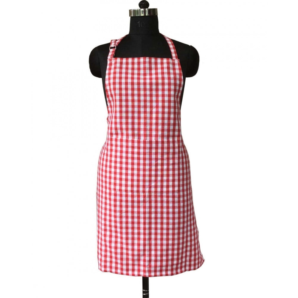 Fashion Checkered Cotton Aprons (Pink)