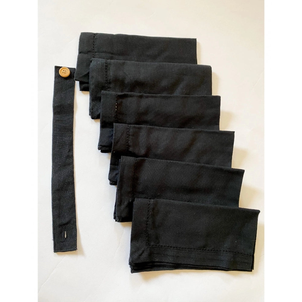 Amfyn Solid Cotton Napkins Sets (Black)