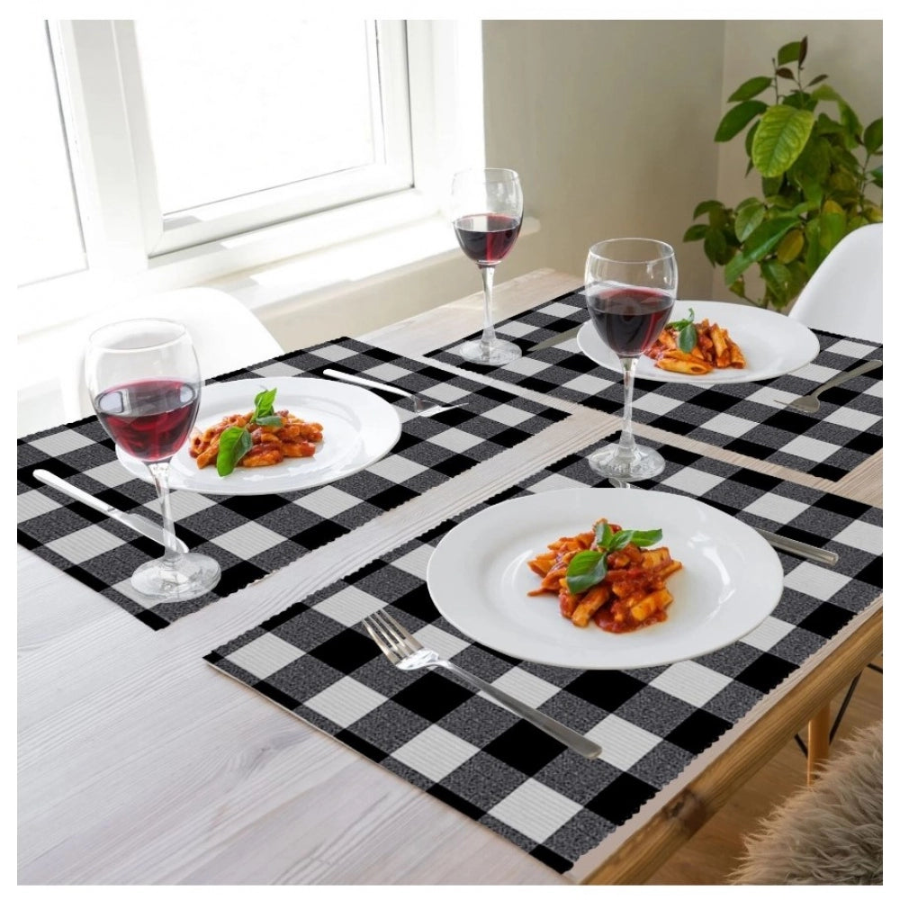 Fashion Checkered Cotton Place Mats Sets (Black)