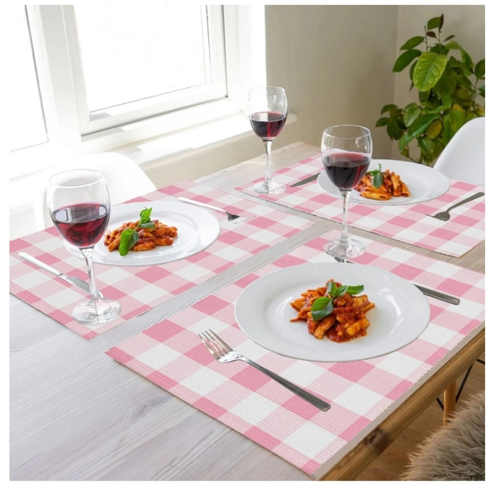 Fashion Checkered Cotton Place Mats Sets (Pink)