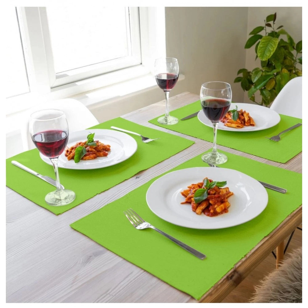 Amfyn Solid Cotton Place Mats Sets (Green)