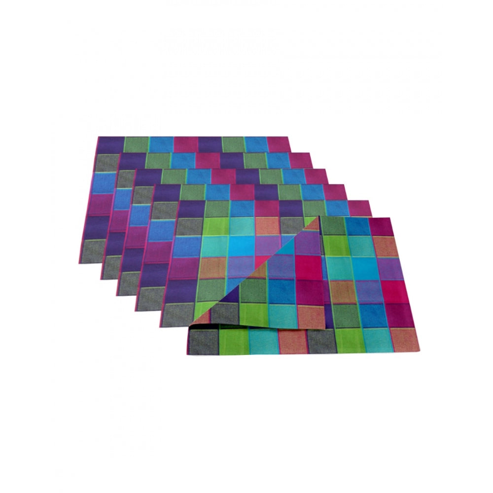 Amfyn Checked Cotton Place Mats Sets (Multicolor)