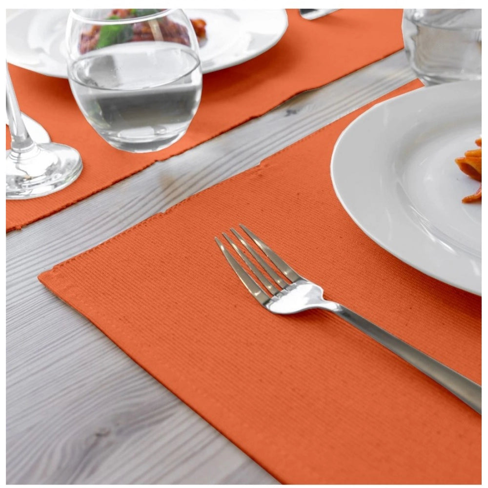 Amfyn Ribbed Cotton Place Mats Sets (Orange)