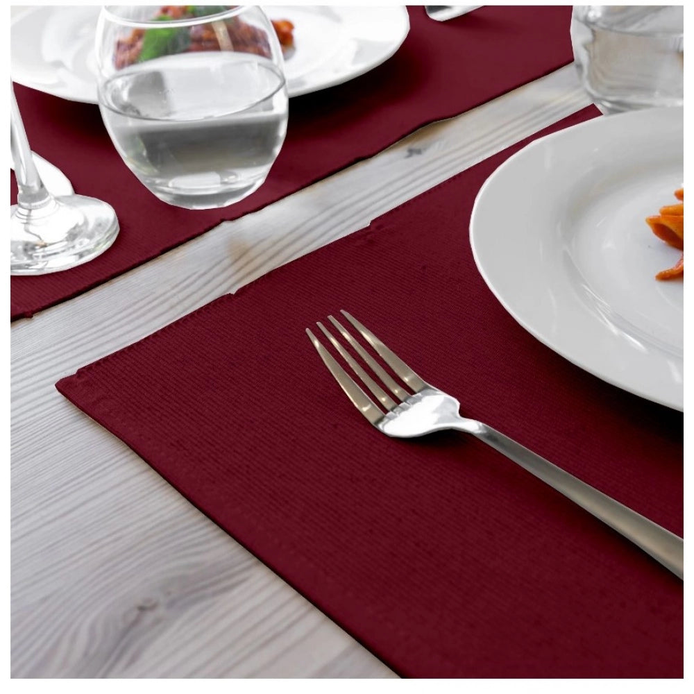 Amfyn Ribbed Cotton Place Mats Sets (Maroon)