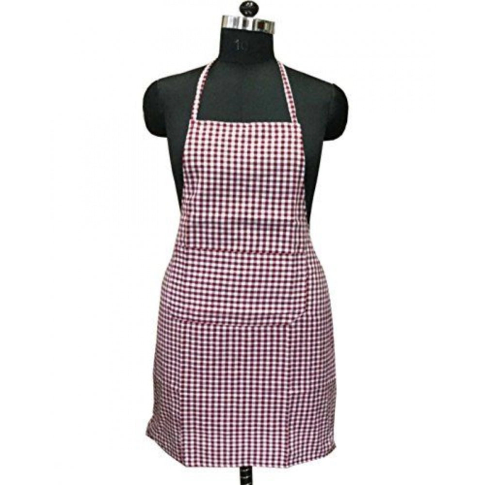 Fashion Checkered Cotton Aprons (Maroon)