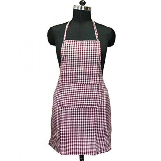 Fashion Checkered Cotton Aprons (Maroon)