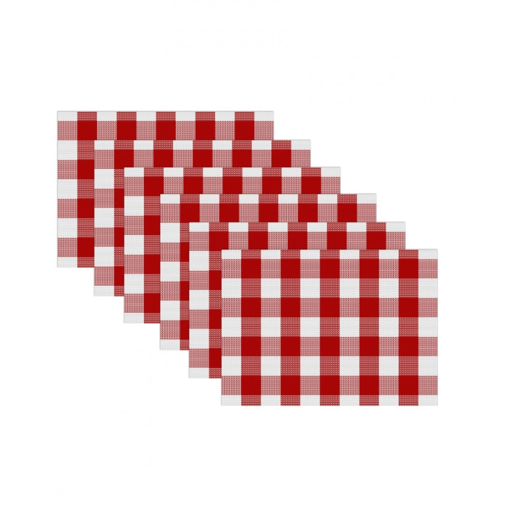 Amfyn Checked Cotton Place Mats Sets (Red &amp; White)