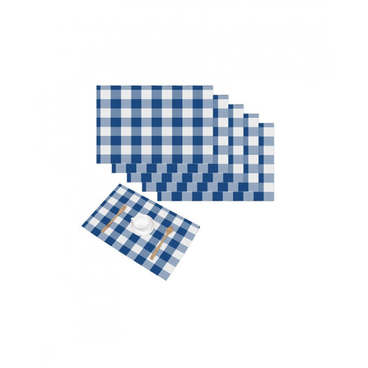 Amfyn Checked Cotton Place Mats Sets (Royal Blue)