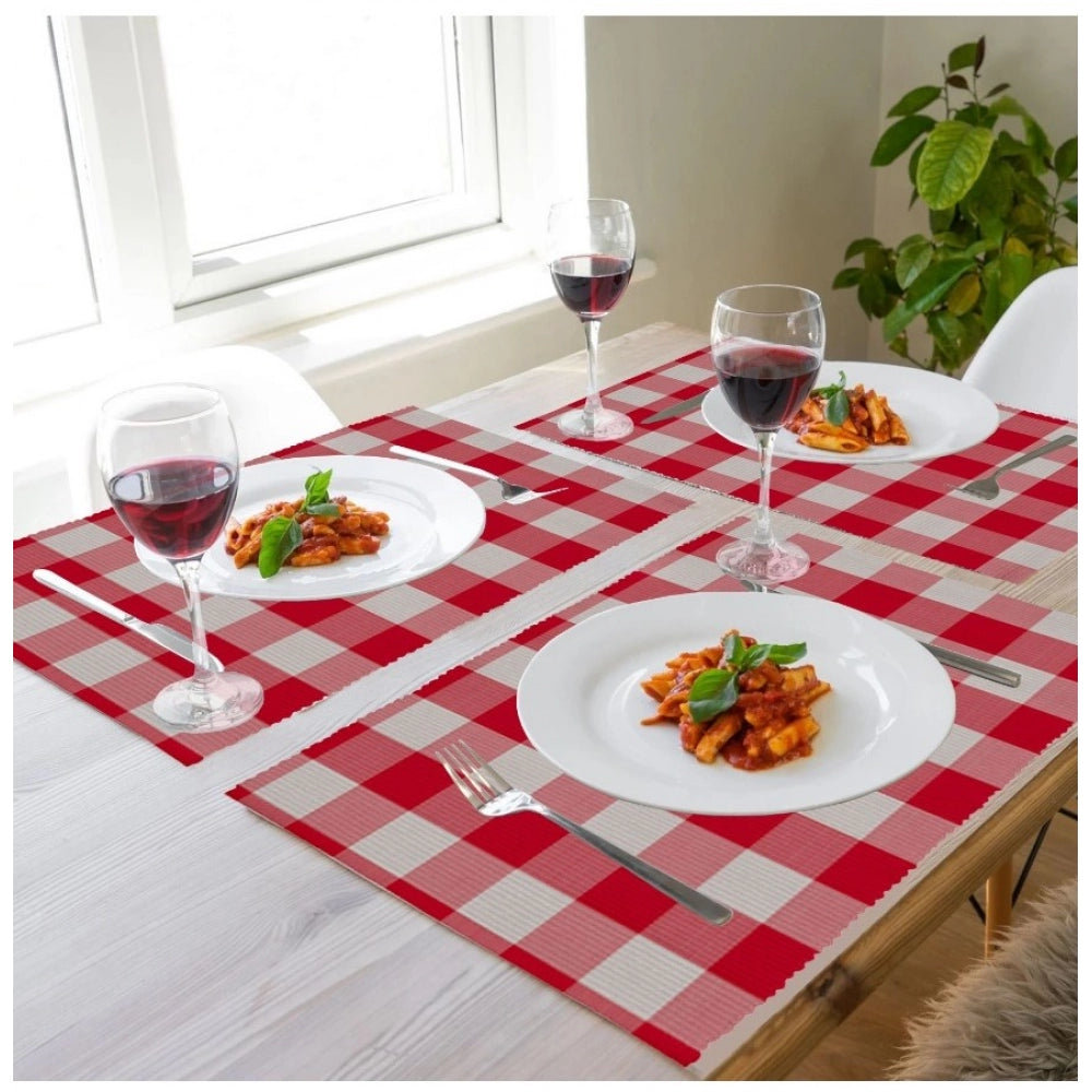 Fashion Checkered Cotton Place Mats Sets (Red)