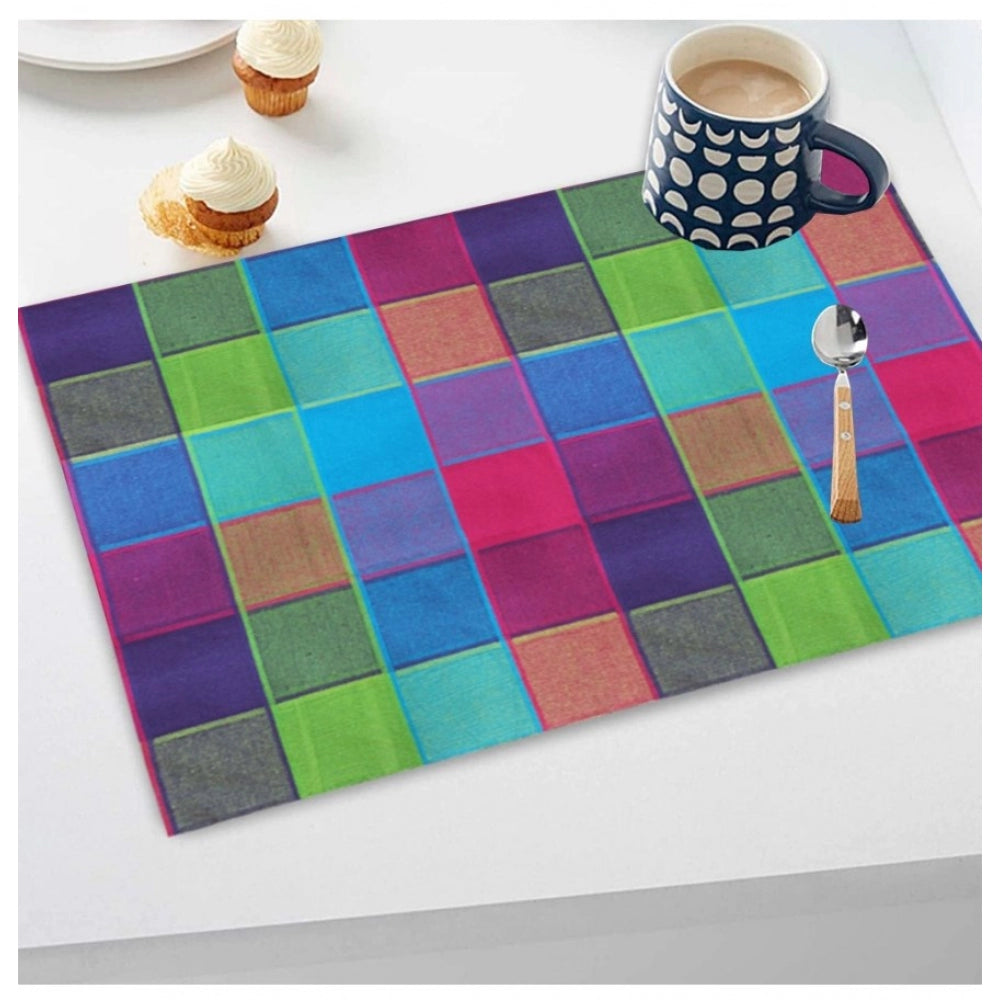 Amfyn Checked Cotton Place Mats Sets (Multicolor)