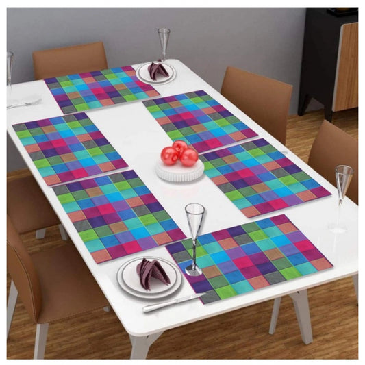 Amfyn Checked Cotton Place Mats Sets (Multicolor)