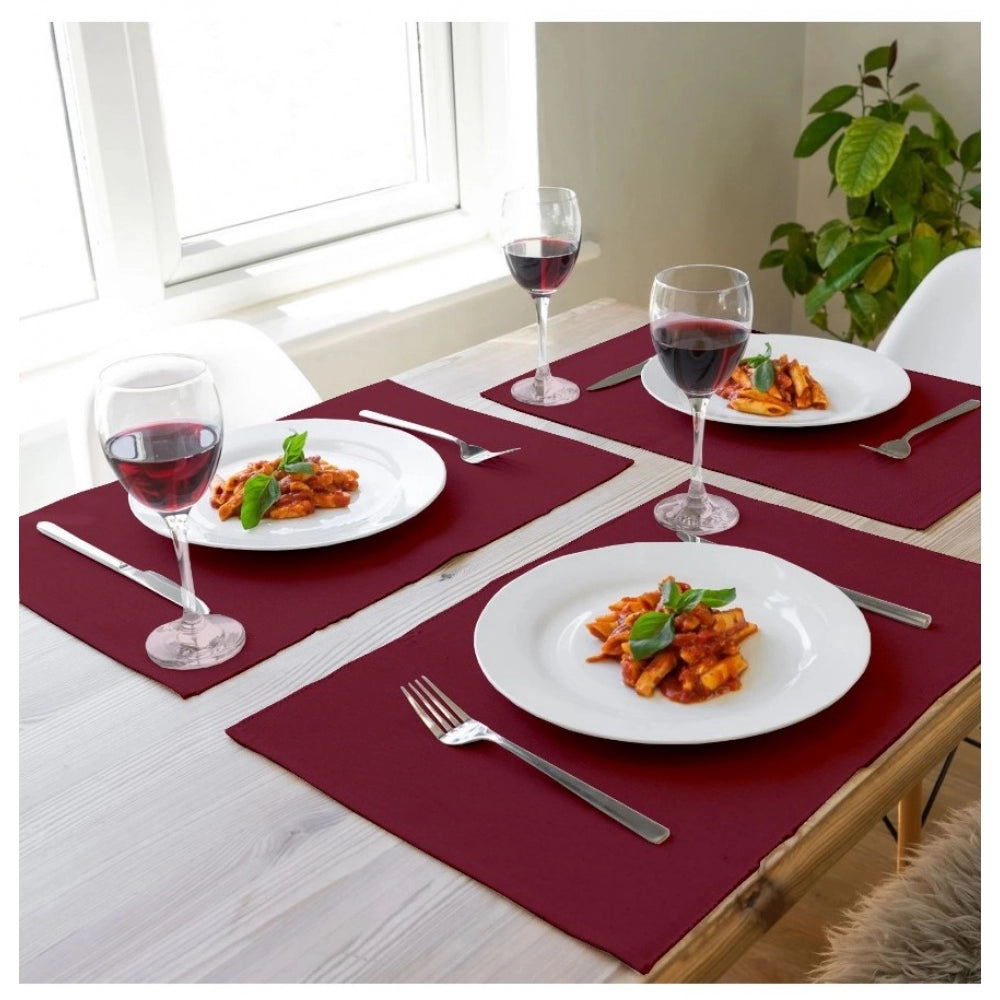 Amfyn Ribbed Cotton Place Mats Sets (Maroon)