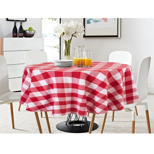 Amfyn Checked Cotton Checks Table Cloth (Red)