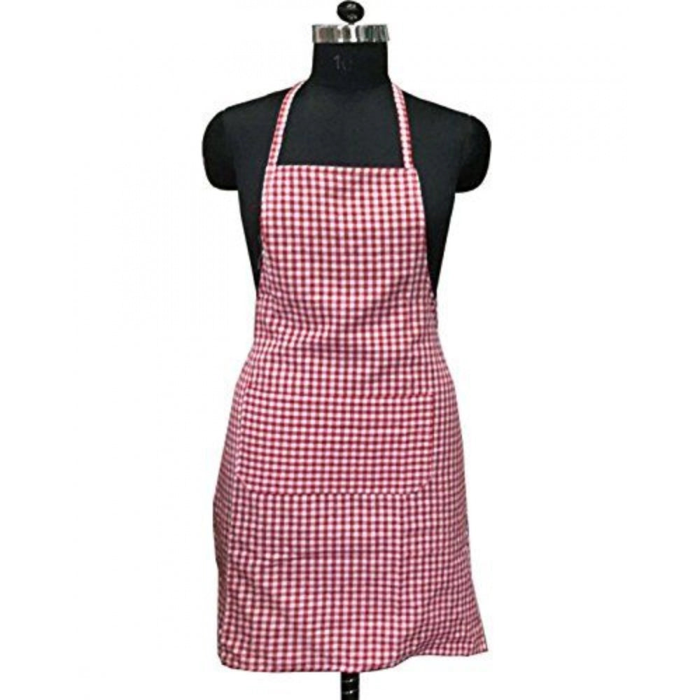 Fashion Checkered Cotton Aprons (Red)