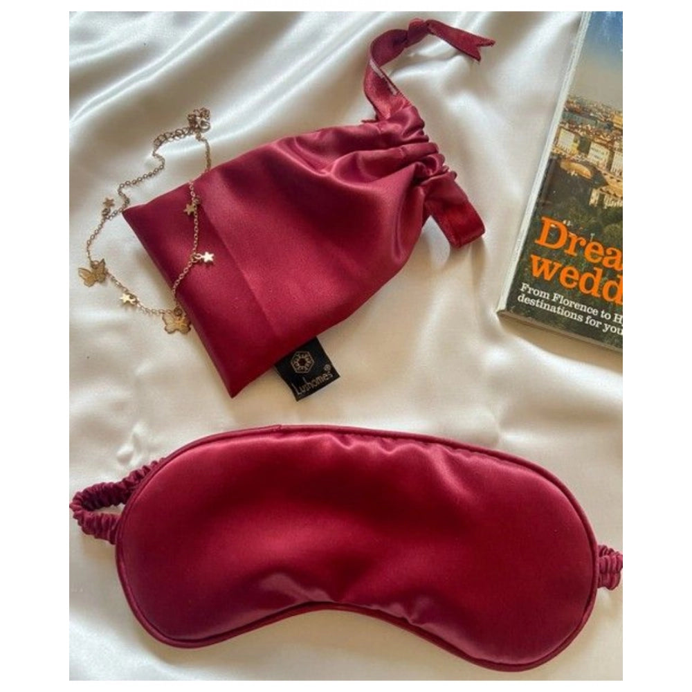 Fashion Solid Satin Silk Eyemasks (Maroon)